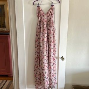 Floral and Butterfly Printed Maxi Dress